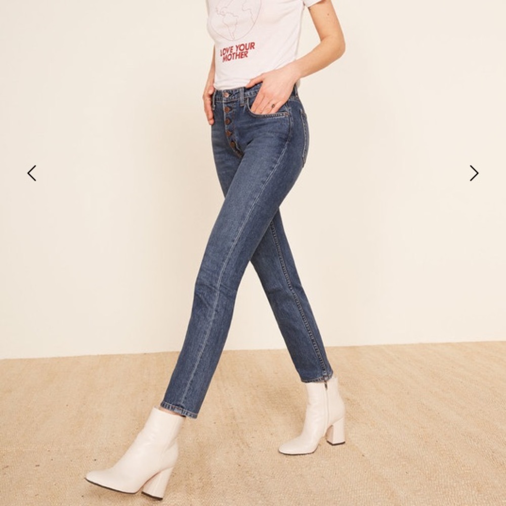 reformation jeans winona mid slim with button fly